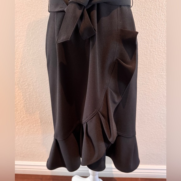 Calvin Klein Boat Neck Ruffle Hem Faux Wrap Dress – Black – Size 4 – Like New - Picture 9 of 16